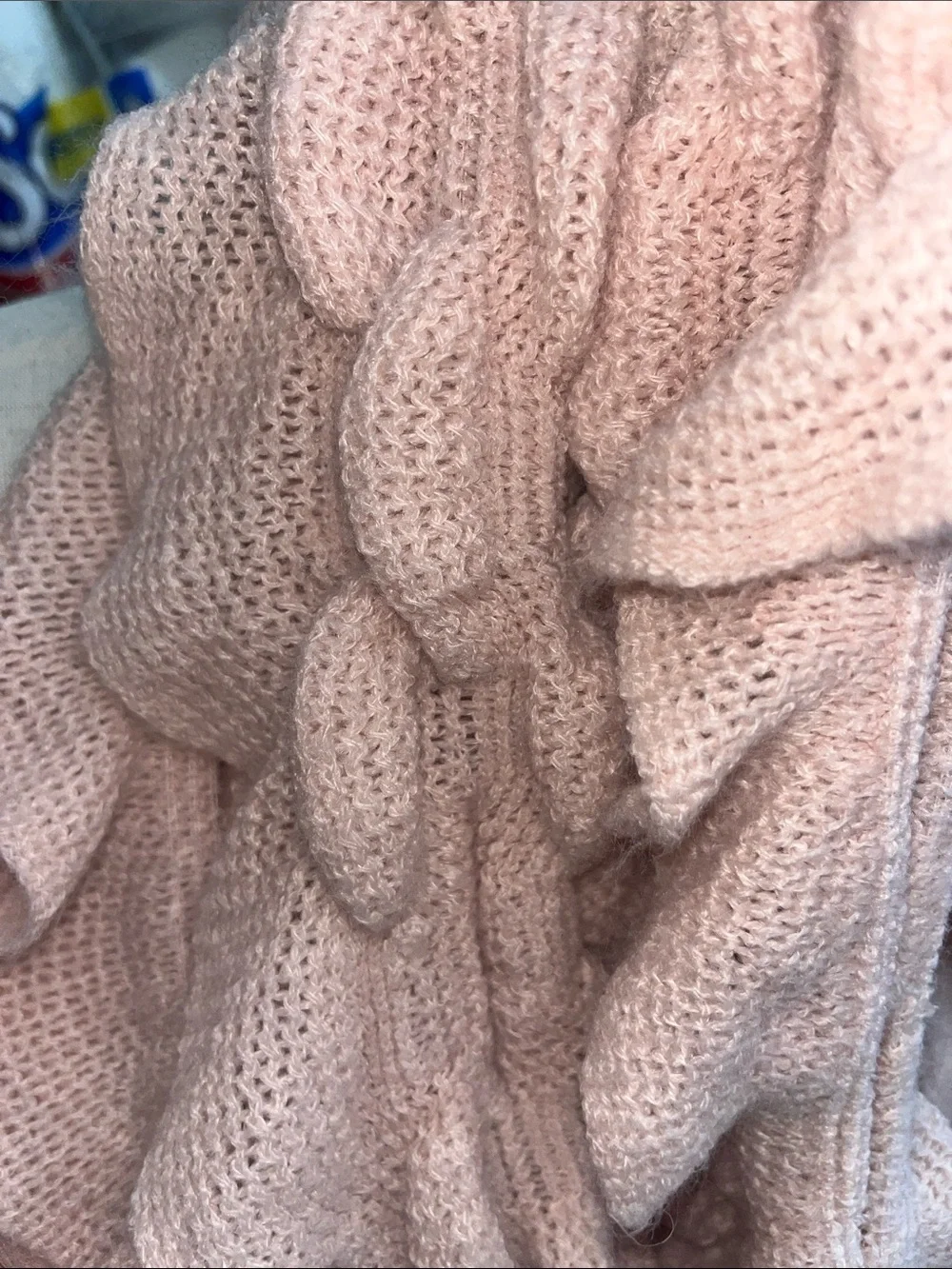Soft Pink Ruffle Knit infinity Scarf - Women Accessories Lightweight S230